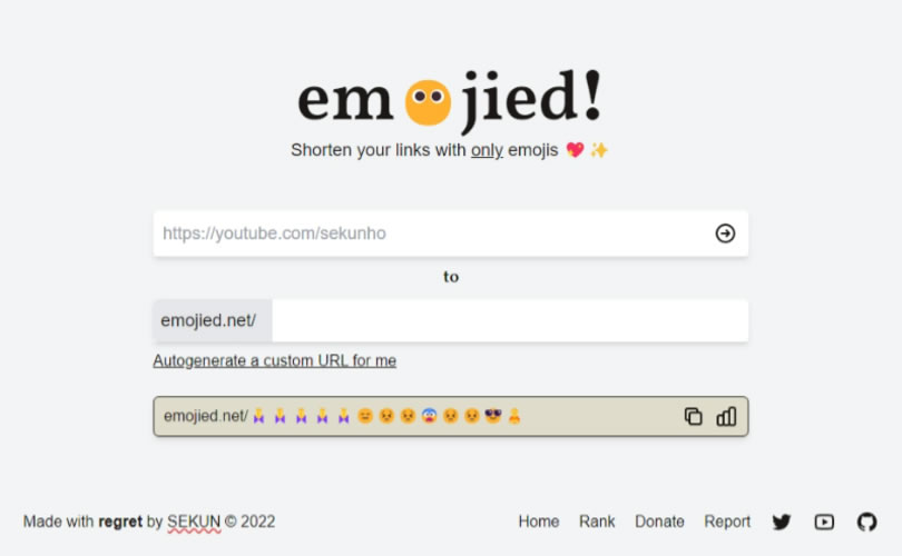 Emojied 线上产生融入表情符号的短网址