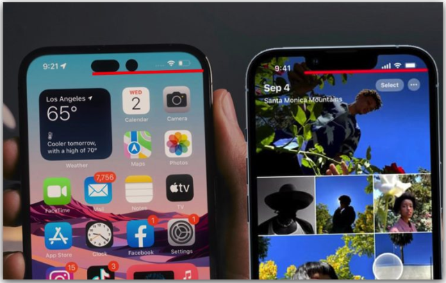 没了浏海的iPhone 14 用起来是这种感觉，这2 张实拍照你看的习惯吗？