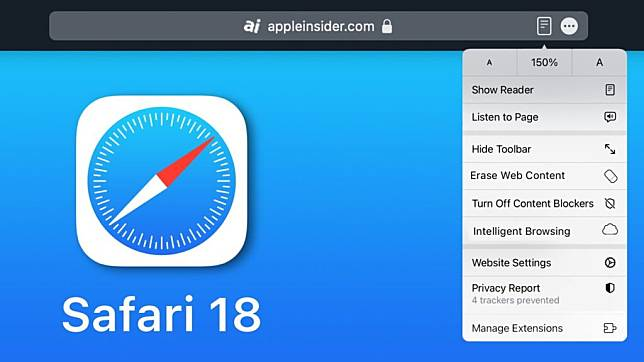 Safari 18 新功能曝光 整合 AI 智能搜索及清除广告功能