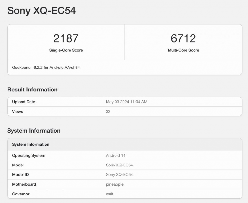 Sony新旗舰Xperia 1 VI跑分曝光！核心处理器规格确认