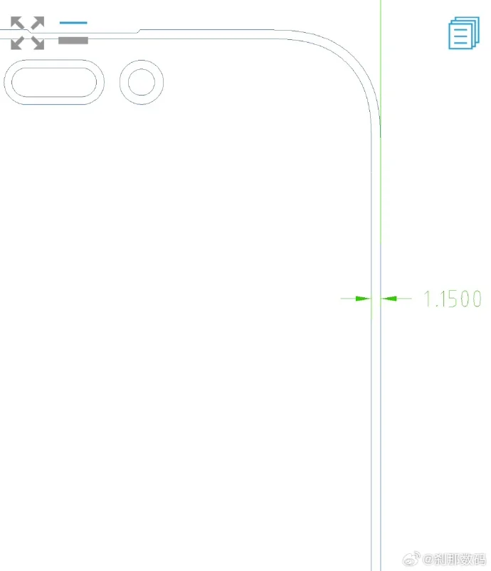 iPhone 16 Pro Max CAD 图，1.15mm，全球最窄屏幕边框