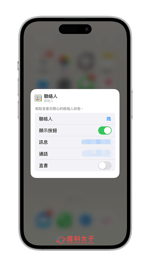 iPhone 桌面联络人小工具可显示「打电话」与「传消息」按钮 (iOS 17) 第6张