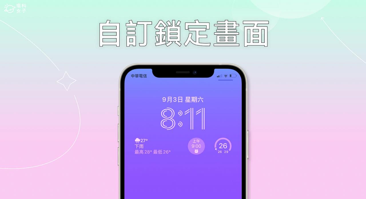 iPhone 锁定画面设置教程，自订 iOS 16 锁屏壁纸小工具及更改时间字体颜色 第1张