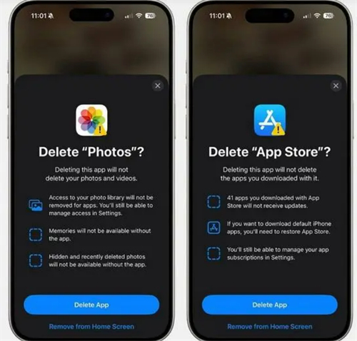 苹果响应欧盟新规，iOS 18.2 现支持删除 App Store 等预装应用 第1张