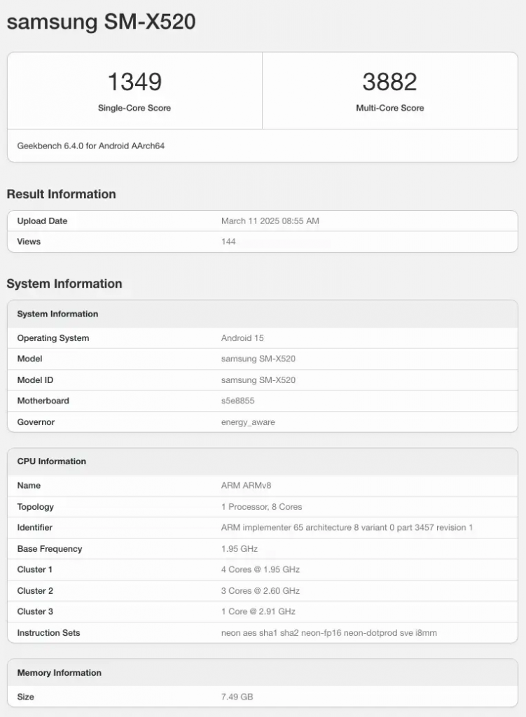 Galaxy Tab S10 FE 跑分曝光，Exynos 1580 发力中价定位