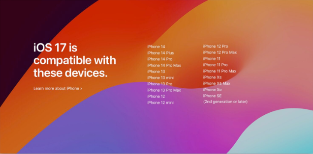 iOS 17支持机型清单一览表！这3款iPhone将不能再升级 第1张
