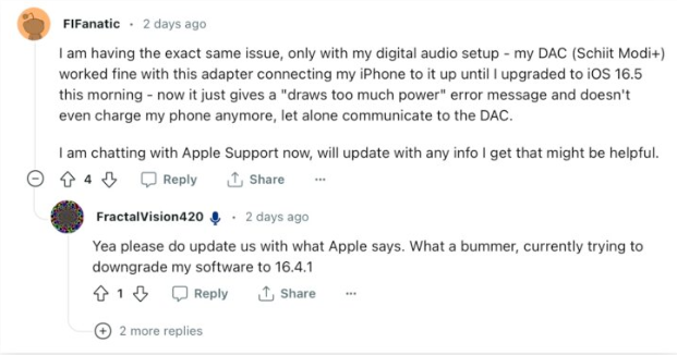 有转接需求先别更新！iOS 16.5无法使用Lightning转USB转接器 第2张