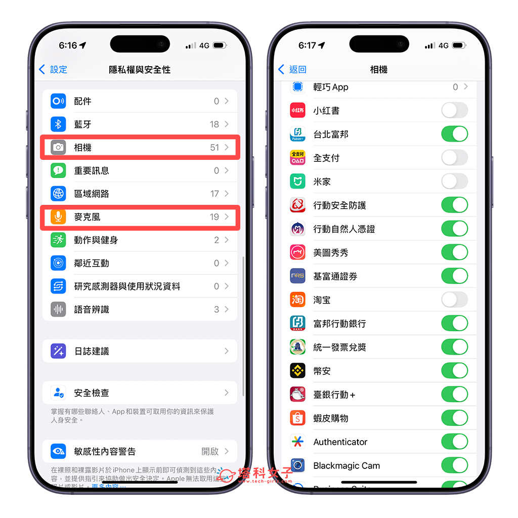 iPhone 关闭 App 取用相机、麦克风